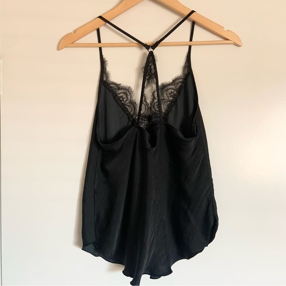 Free People Lace Satin Cami Tank Top Black Whimsigoth Y2K Goth XS - Picture 8 of 13